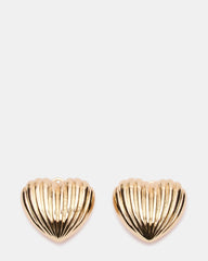 RIBBED HEART EARRINGS GOLD