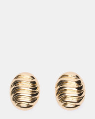 GROOVED CIRCULAR STUD EARRINGS GOLD