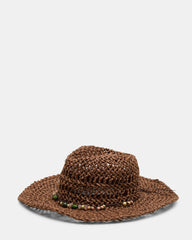 LEI BEADED TRIM WESTERN HAT CHOCOLATE