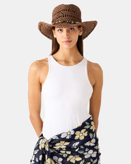 LEI BEADED TRIM WESTERN HAT CHOCOLATE